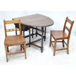 A set of six 19th century countrymade dished plank seat bar back dining chairs with square supports
