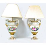 An impressive pair of 19th century Meissen vases converted to lamp bases,