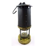 An early to mid-20th century Protector Type CT33A High Candle Power flame miner's safety lamp,