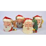 Four Royal Doulton Santa Claus character jugs; D7123, D6690, D6675 and D6668, all approx 19cm (4).