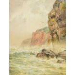 G BARKER (19th/20th century); watercolour, coastal landscape with waves, signed lower right, 36.