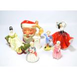 Five Royal Doulton figures; HN2473 'At Ease', HN2062 'Little Boy Blue', HN1677 'Tinkle Bell',