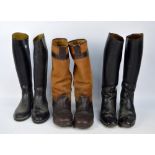Equestrian interest; two pairs of UK size 10 long riding boots,
