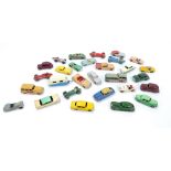 A quantity of loose Dinky racing and domestic cars to include 111 Triumph TR2, 109 Austin-Healey,