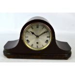 An early 20th century mahogany Napoleon's hat chiming mantel clock,