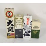 Four boxed bottles of Japanese sake including Hoo Suishin, Kuromatsu Hakushika, etc, (4).