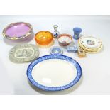 A small group of ceramics to include three pieces of Wedgwood blue Jasperware,