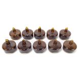 Ten Victorian amber glass fire grenades (10).