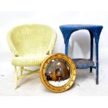 A Lloyd Loom cream painted shell shaped chair,