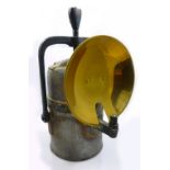 A circa 1920 carbide acetylene miner's lamp, height 22.5cm.