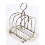 WALKER & HALL; a George V hallmarked silver four division toast rack, Sheffield 1924, length 9cm,