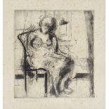 MARTIN FROY (1926-2017); a black and white etching 'Mother and Child', signed,