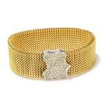 An 18ct yellow gold expandable mesh bracelet set with panel of 79 pavé set diamonds in a white gold