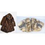 A three-quarter length brown mink fur coat with internal stitched label for Kendal Milne,