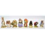 Eight Royal Albert Beatrix Potter character figures including 'Mr Alderman Ptolemy' (second