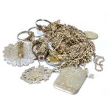 A quantity of predominantly sterling silver jewellery to include various chain necklaces,