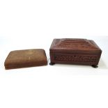 Two Eastern carved wooden boxes with hinged lids (2).