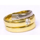 An 18ct two-tone gold two stone diamond ring,