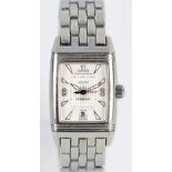 JAEGER-LECOULTRE; a gentleman's stainless steel Grandsport reverso wristwatch, with original strap,