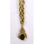 A Victorian gold plated watch chain,