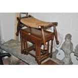 A nest of three oak rectangular tables, width of largest 51cm,