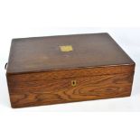 An empty 20th century oak canteen, the three tier interior fitted for cutlery, width 47.5cm.