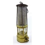 A circa 1900 Clanny style open gauze miner's safety lamp, unmarked,