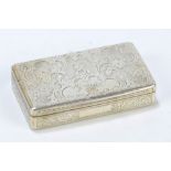 A mid-19th century Austro-Hungarian snuff box of rectangular form with overall engine turned and