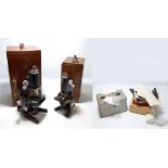 BECK; a 'Model 29', twentieth century monocular microscope with three lenses, one marked 34 x 13,