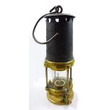 A circa 1910 John Mills & Son of Newcastle-on-Tyne bonneted Clanny style miner's safety lamp,