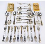 A set of Norwegian electroplated flatware by Carl Johnsen comprising twelve soup spoons,