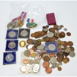 A collection of sundry 19th century and later British and world coinage,