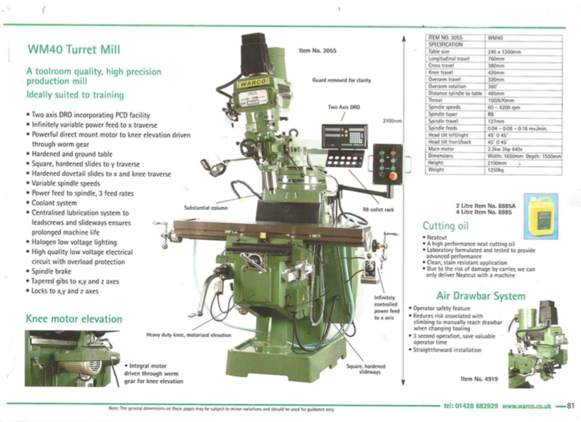 Warco WM40 Turret Mill - Image 2 of 9