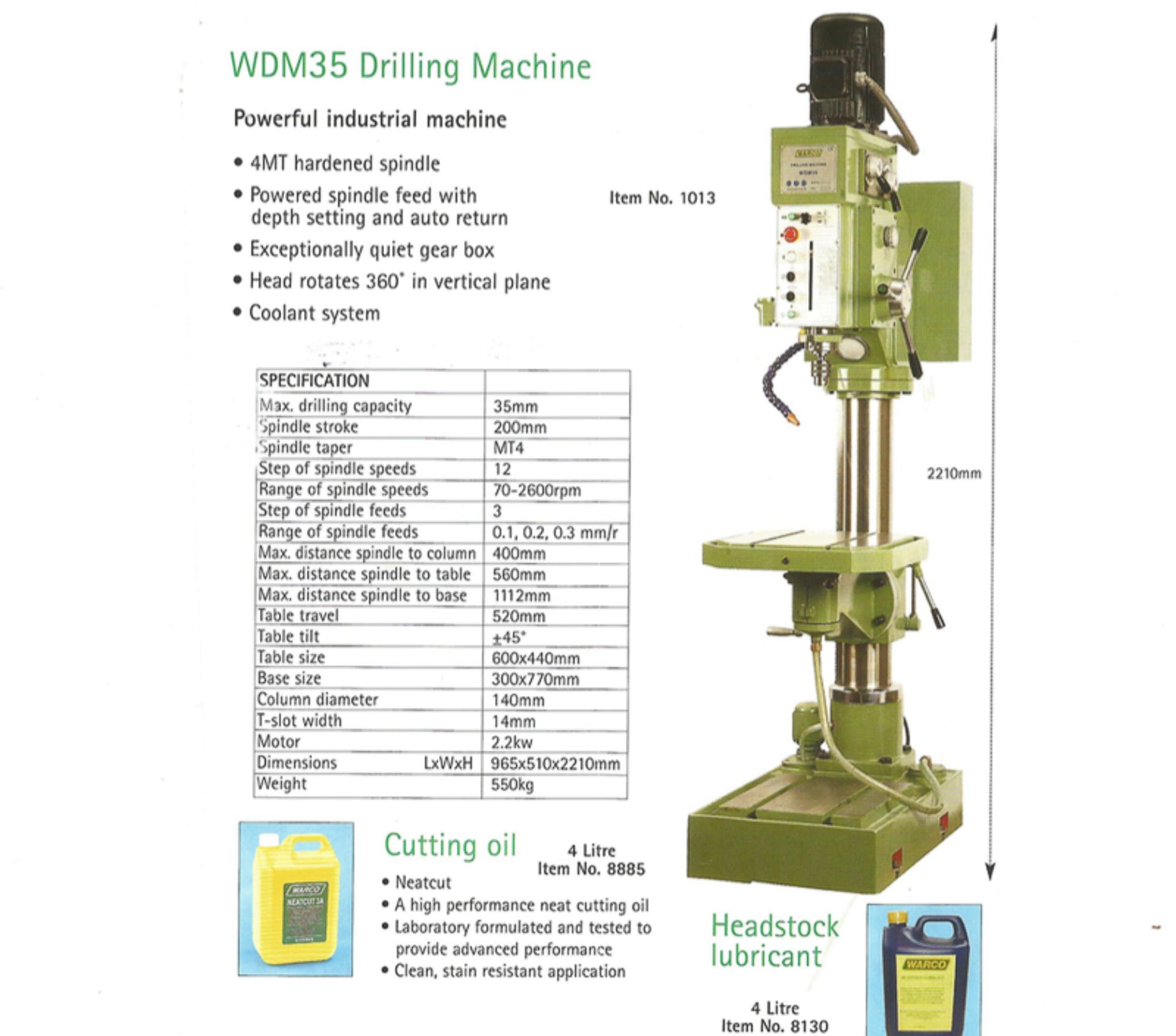 Warco WDM35 Pedestal Drill - Image 2 of 8