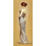 Bouy Gaston 1866 Bois- Colombes - 1943 "Elegante Frau in Abendrobe". Pastell auf chamoisfarbenem