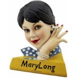 Werbefigur "MaryLong" Schweiz Ende 20. Jh. Bemalte Gussfigur. Breite 25 cm Höhe 30 cm