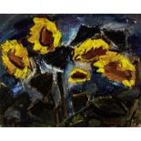 Baranyo Sandor 1920 - 2001 Szolnok "Sonnenblumen". Oel auf Hartfaserplatte. Signiert. Rückseitig