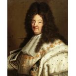 Französische Schule 18. Jh. "Portrait Louis XIV". Oel auf Leinwand. Nach dem Portrait von Rigaud.