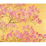 Aikino Ai Japanische Künstlerin 21. Jh. "Clover Azalea". Japanische Farbpigmente und Blattgold auf