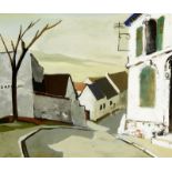 Aliotti Claude 1925 - 1989 Französischer Künstler "Dorftstrasse". Mischtechnik auf Malkarton.