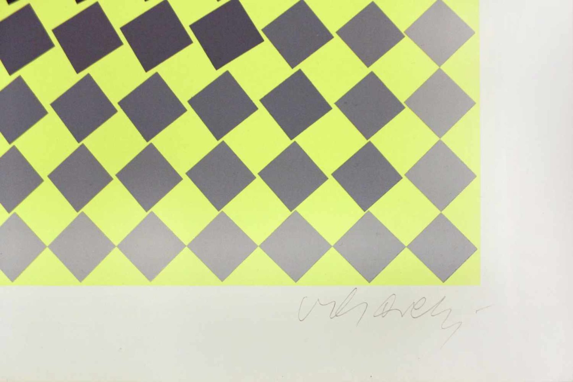 Victor Vasarely 1906-1997 o.T. Farbserigraphie auf Karton handsigniert und nummeriert 151/250 68 x - Bild 2 aus 3