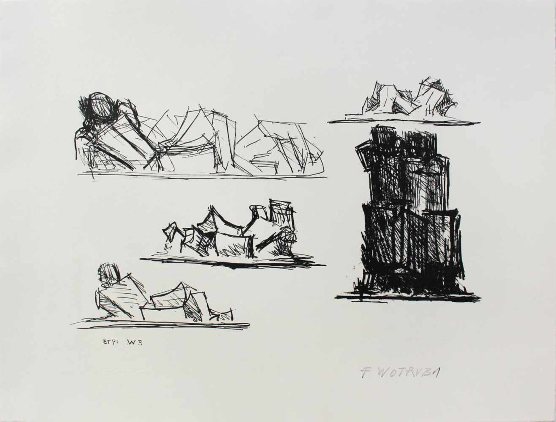 Fritz Wotruba 1907 - 1975 Studien 1973 Lithographie stempelsigniert, nummeriert auf Label verso