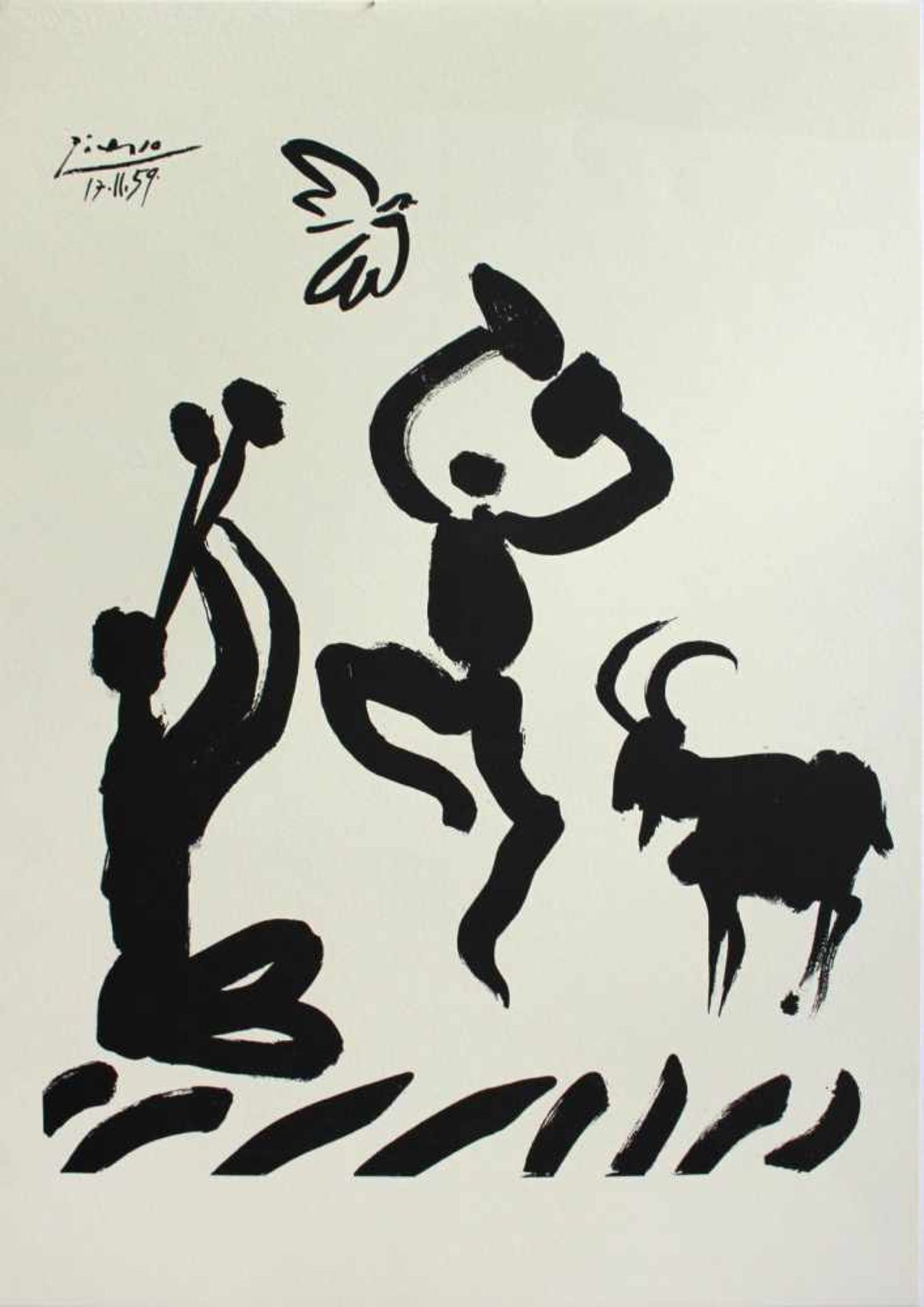 Pablo Picasso 1881 - 1973 Tänzer 1959 Lithographie Signatur und Datum 1959 in Druckplatte 56 x 38
