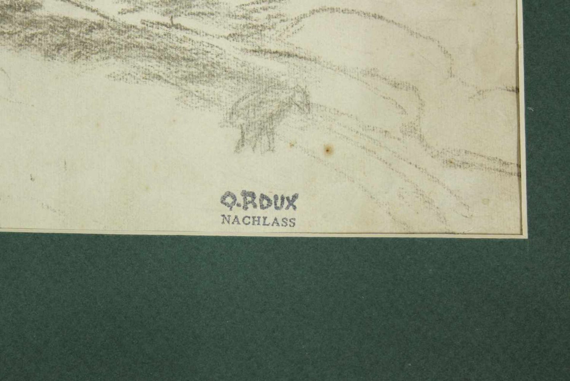 Oswald Roux 1880-1961 Pferde am Acker Graphit Nachlassstempel 46 x 70 cm - Bild 3 aus 3