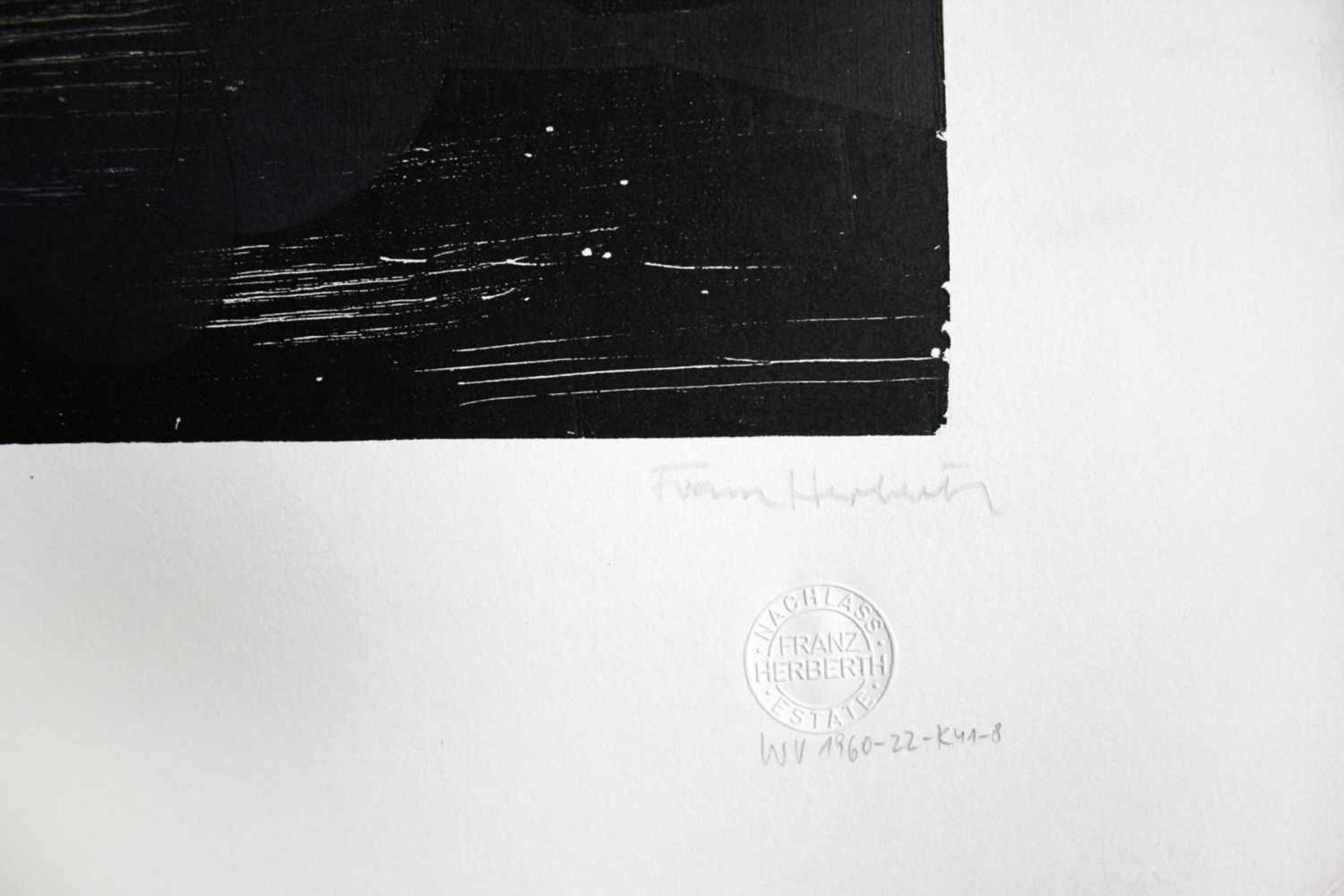 Franz Herbert geb. 1953 Komposition Linolschnitt handsigniert und nummeriert 8/10, Nachlass- - Image 2 of 3
