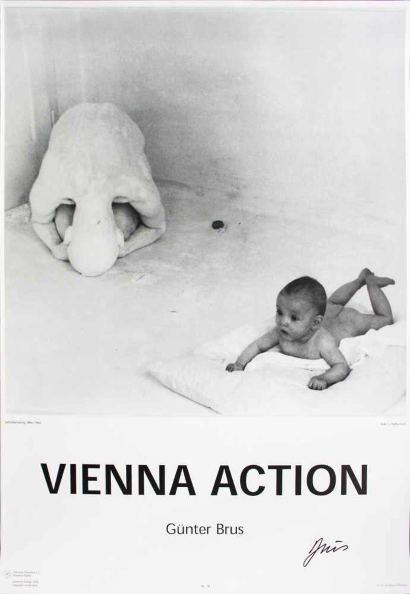 Günter Brus geb. 1983 Plakat Vienna Action Offset-Druck handsigniert 84 x 54 cm