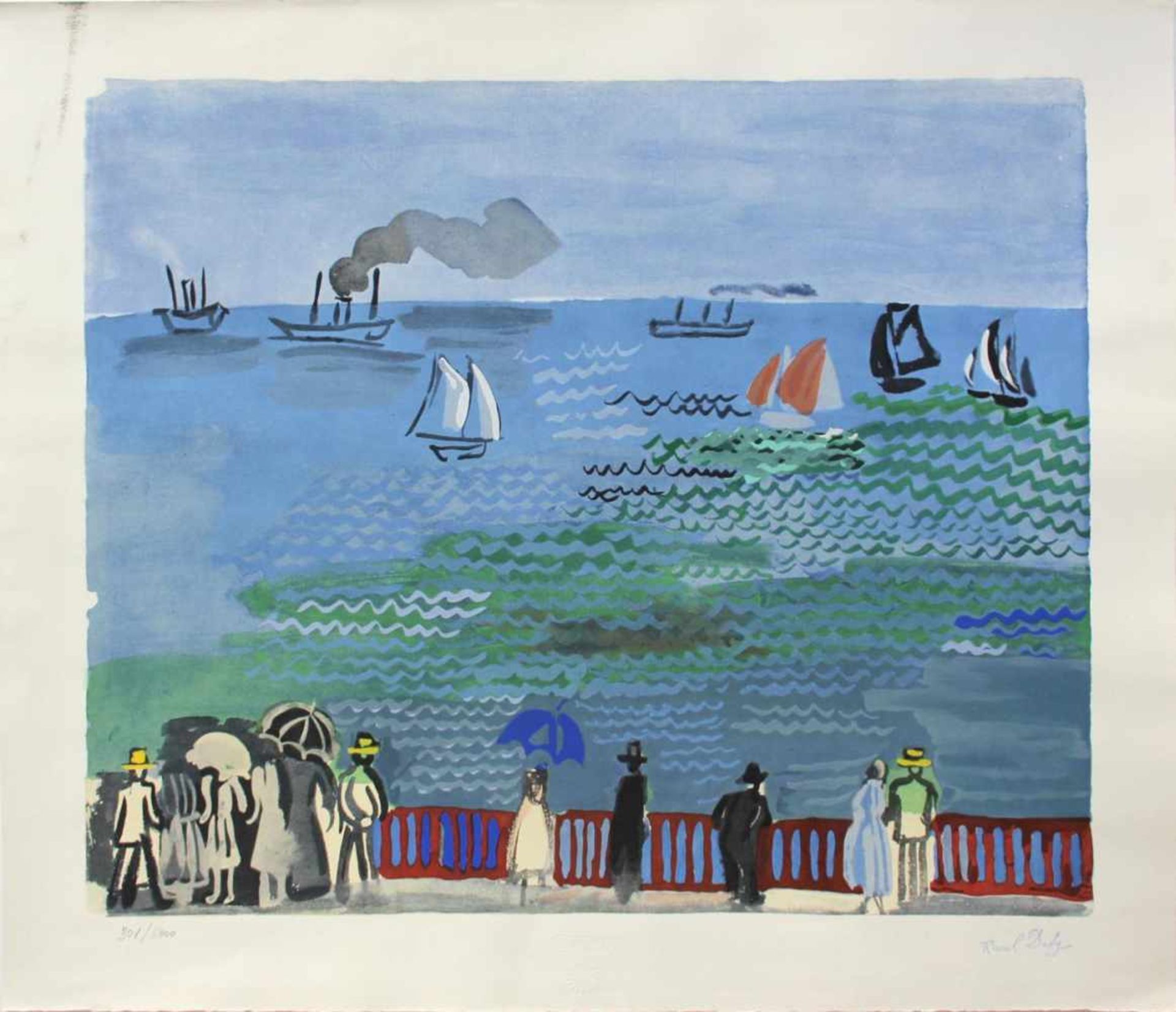 Raoul Dufy 1877 - 1953 Strandpromenade Lithographie stempelsigniert, nummeriert 301/5000 56 x 66 cm