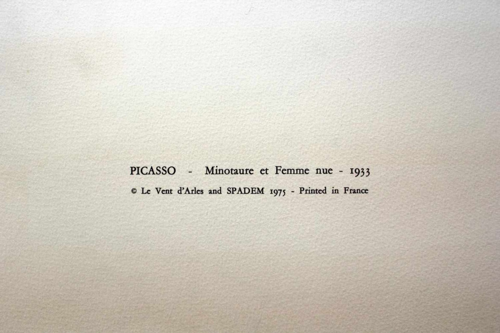 Pablo Picasso 1881 - 1973 "Minotaure et Femme nue" 1933/1975 Pochoir Lithographie stempelsigniert, - Bild 5 aus 5