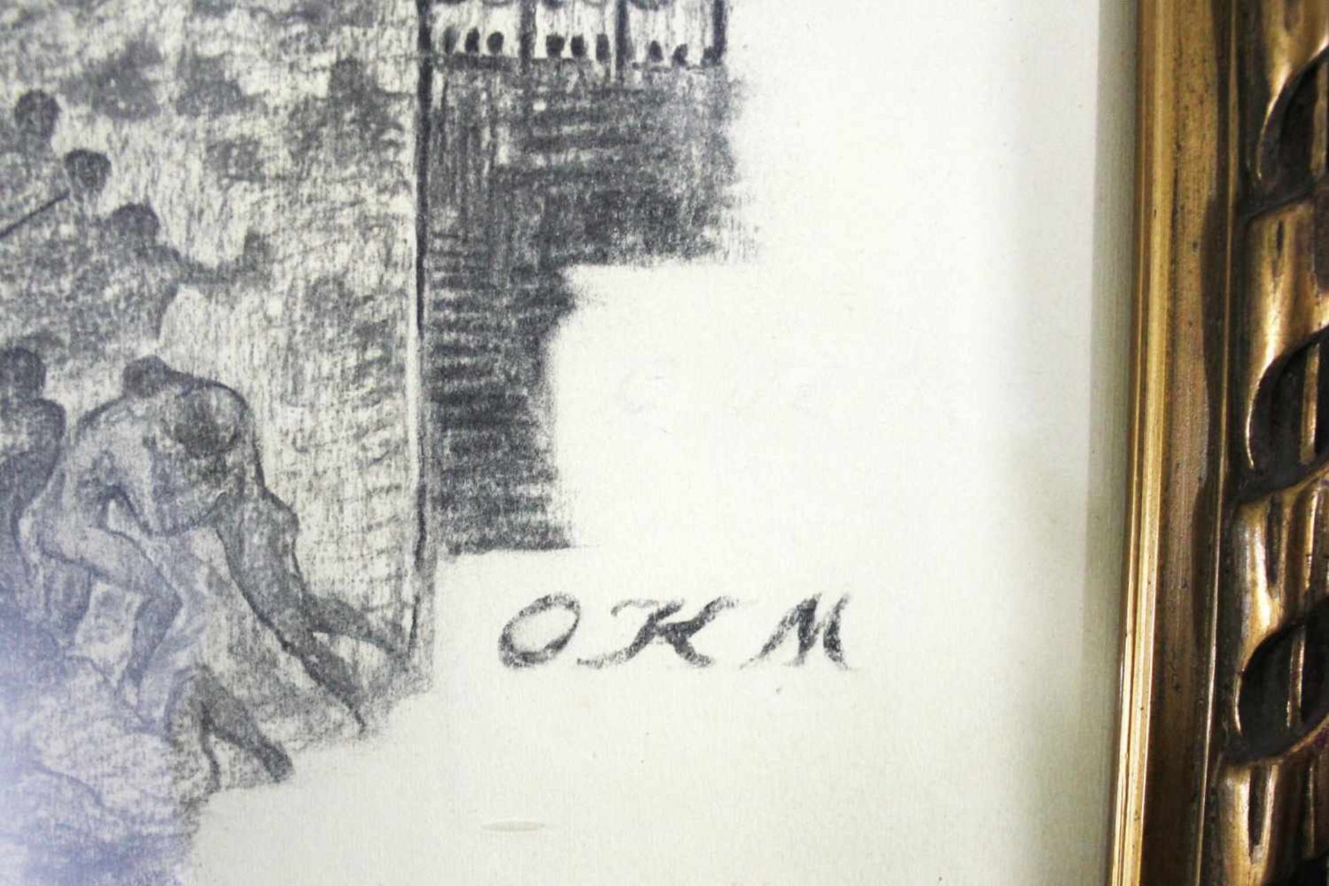 Olga Mulacz Heiliger Krieg Graphit monogrammiert OKM 65 x 49 cm - Bild 3 aus 4
