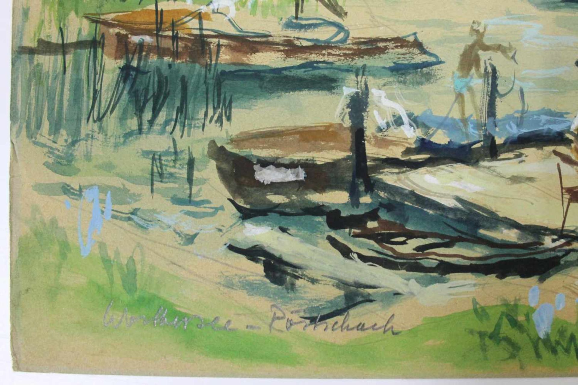 Otto Rüdenauer 1914-1978 Wörtersee-Pörtschach 1976 Aquarell signiert, datiert und betitelt 50 x 35 - Bild 3 aus 3